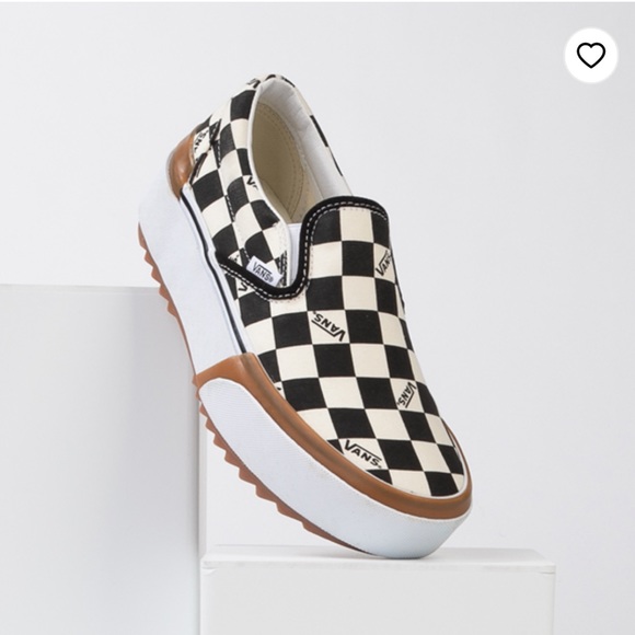 Vans Shoes - Vans Slip-On Stacked Checkerboard Skate Shoe - Black / White